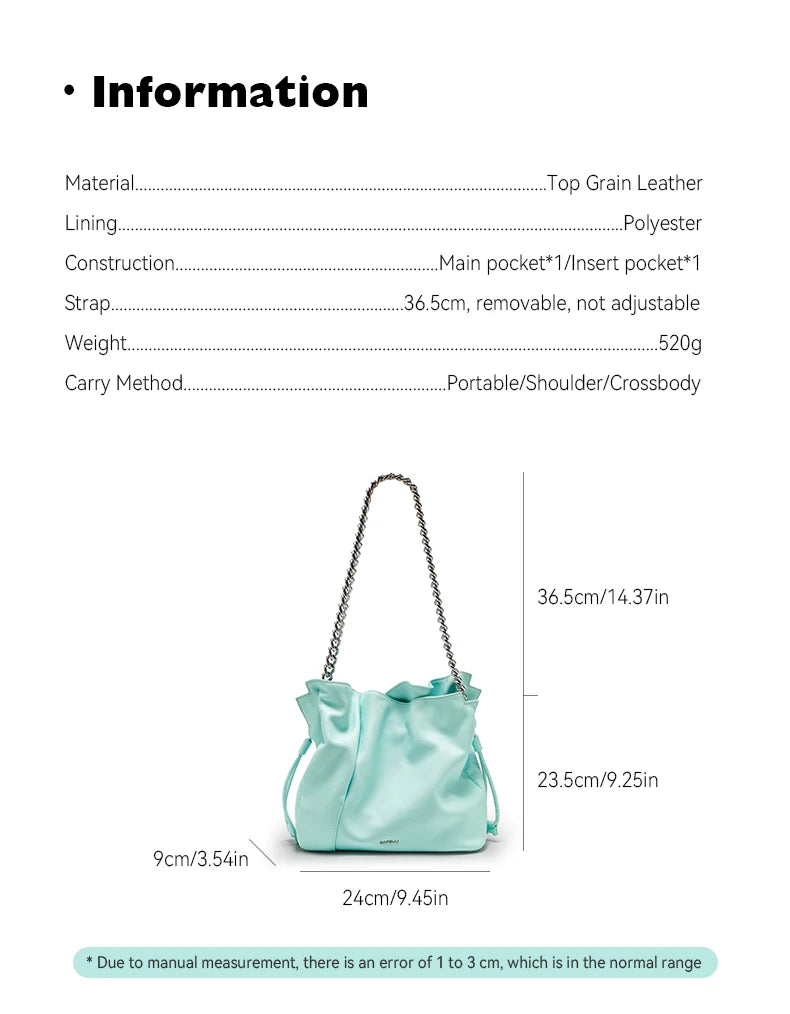 BAFELLI Leather Bucket Handbag and Shoulder Bag