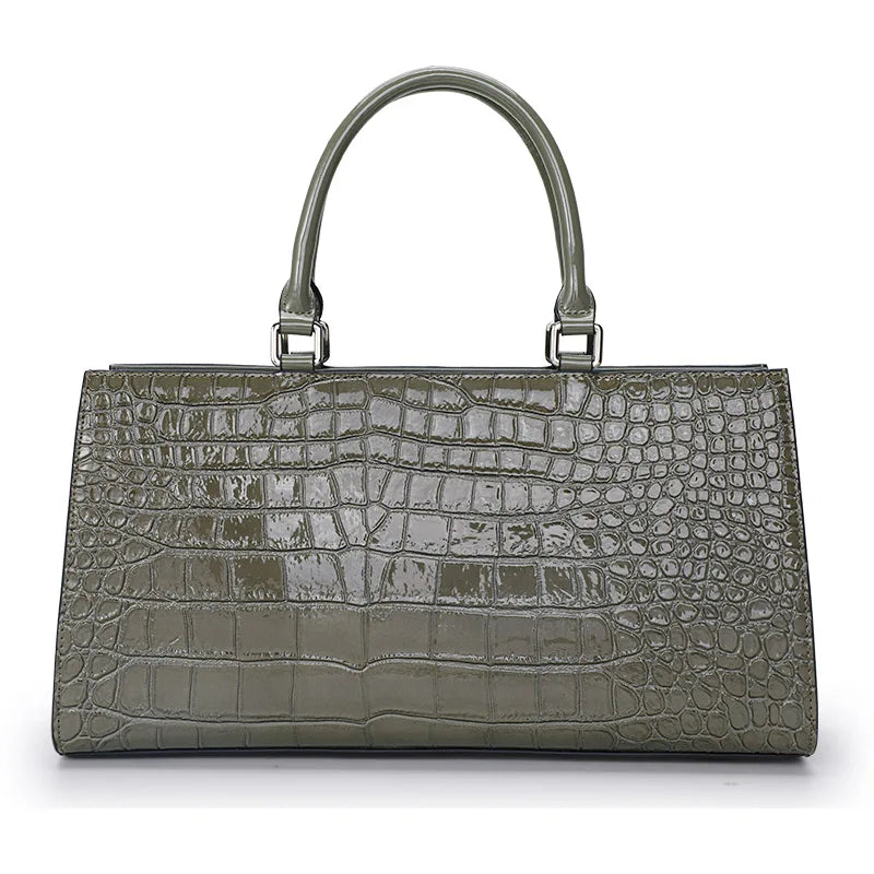 Premium Cowhide Crocodile Print Handheld Crossbody Bag