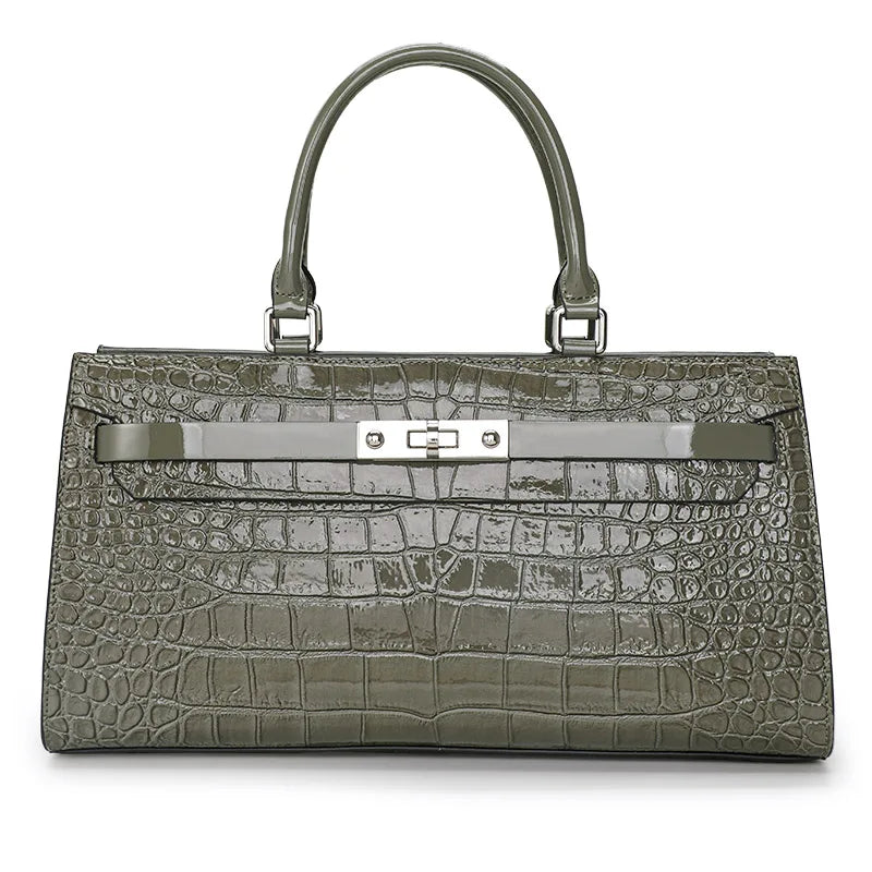 Premium Cowhide Crocodile Print Handheld Crossbody Bag