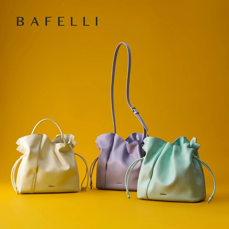 BAFELLI Leather Bucket Handbag and Shoulder Bag