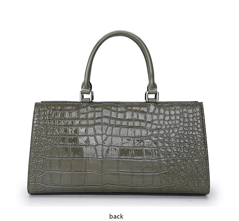 Premium Cowhide Crocodile Print Handheld Crossbody Bag