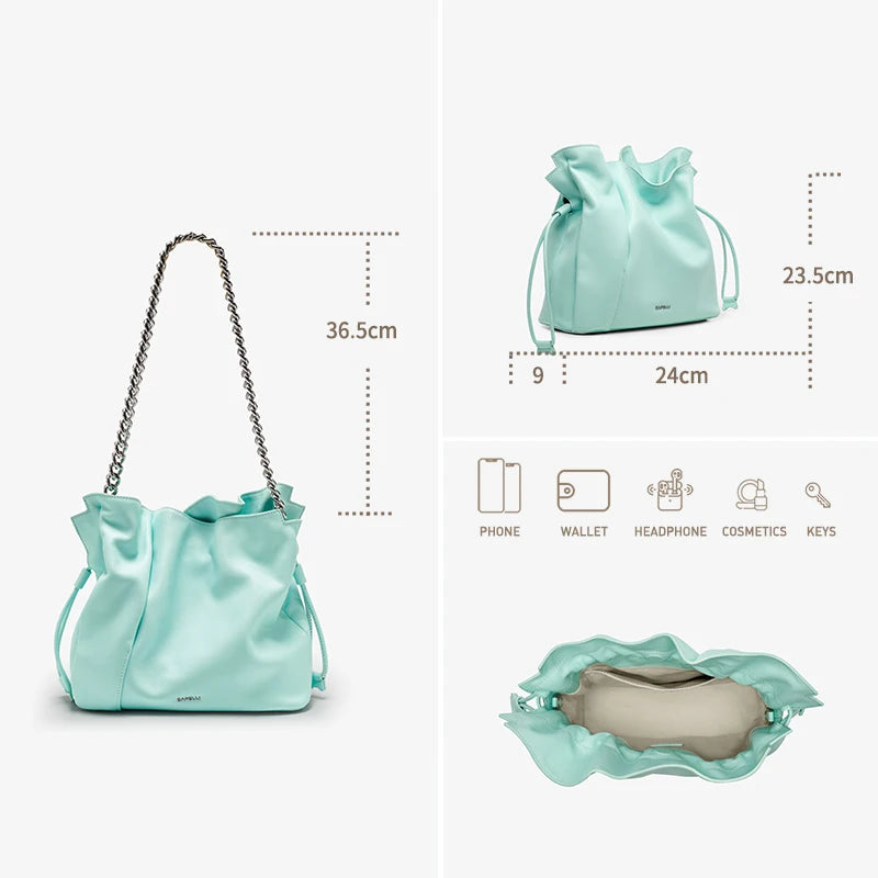 BAFELLI Leather Bucket Handbag and Shoulder Bag