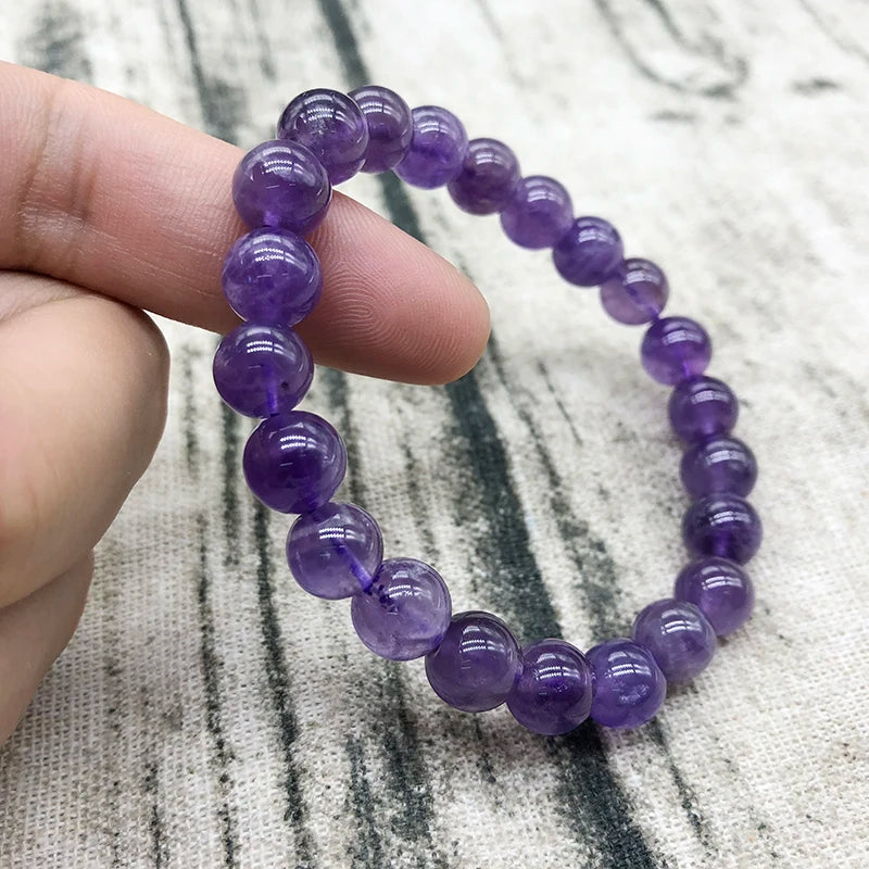 Natural Amethyst Quartz Beaded Stretch Bracelet