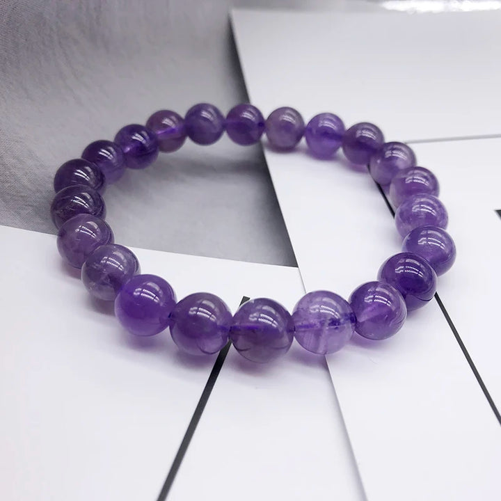 Natural Amethyst Quartz Beaded Stretch Bracelet