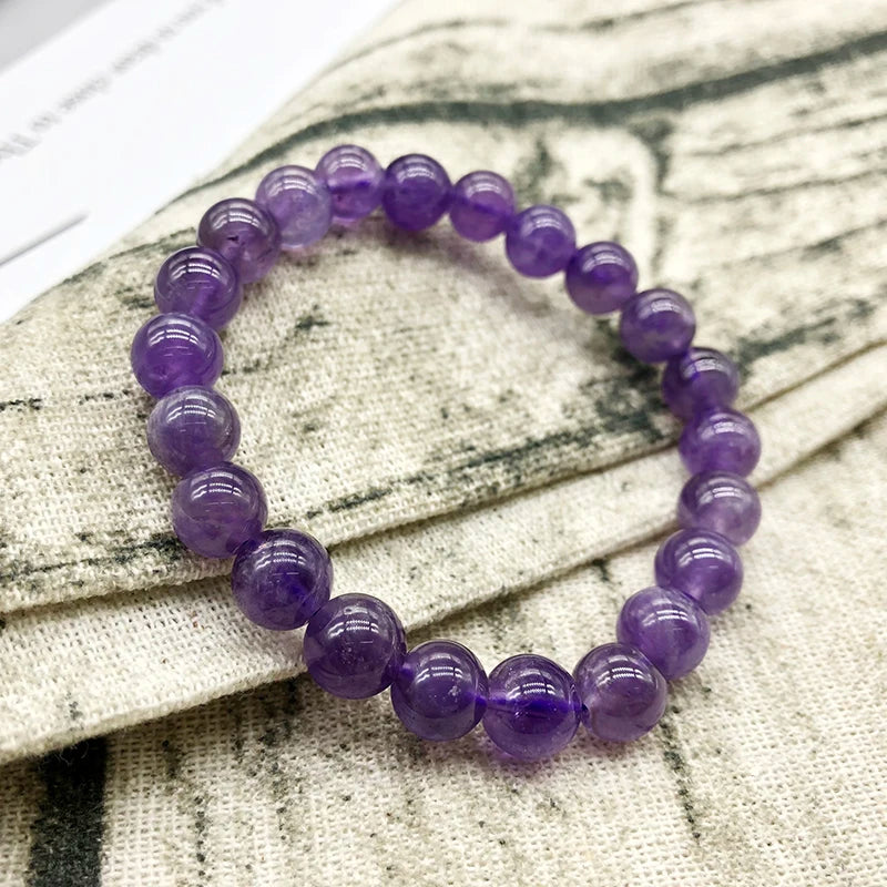 Natural Amethyst Quartz Beaded Stretch Bracelet