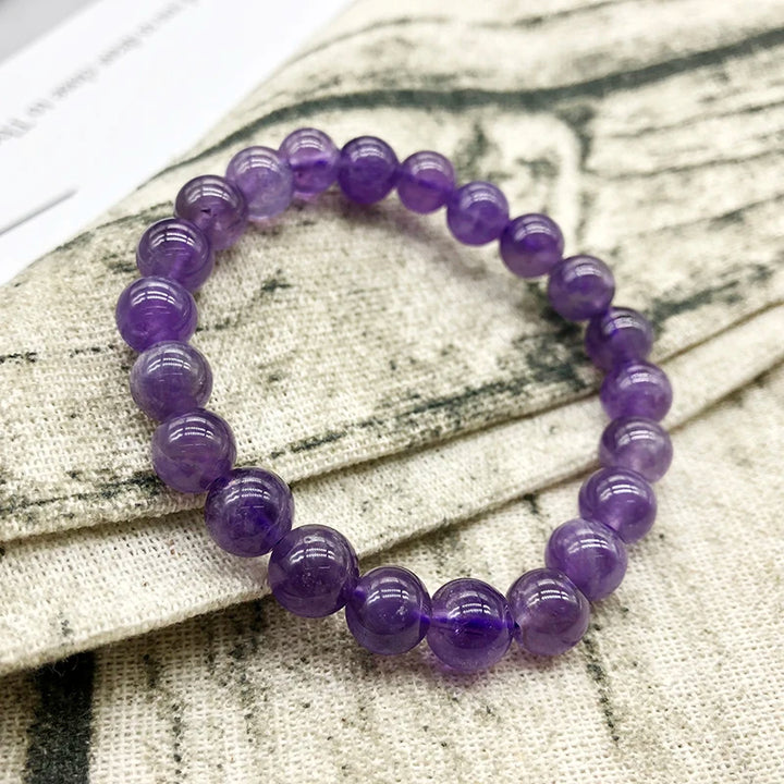 Natural Amethyst Quartz Beaded Stretch Bracelet