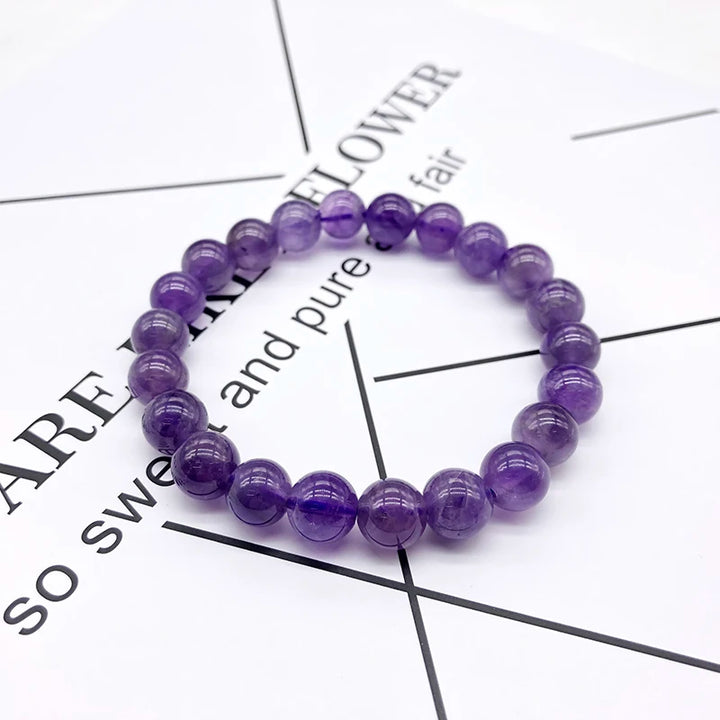 Natural Amethyst Quartz Beaded Stretch Bracelet