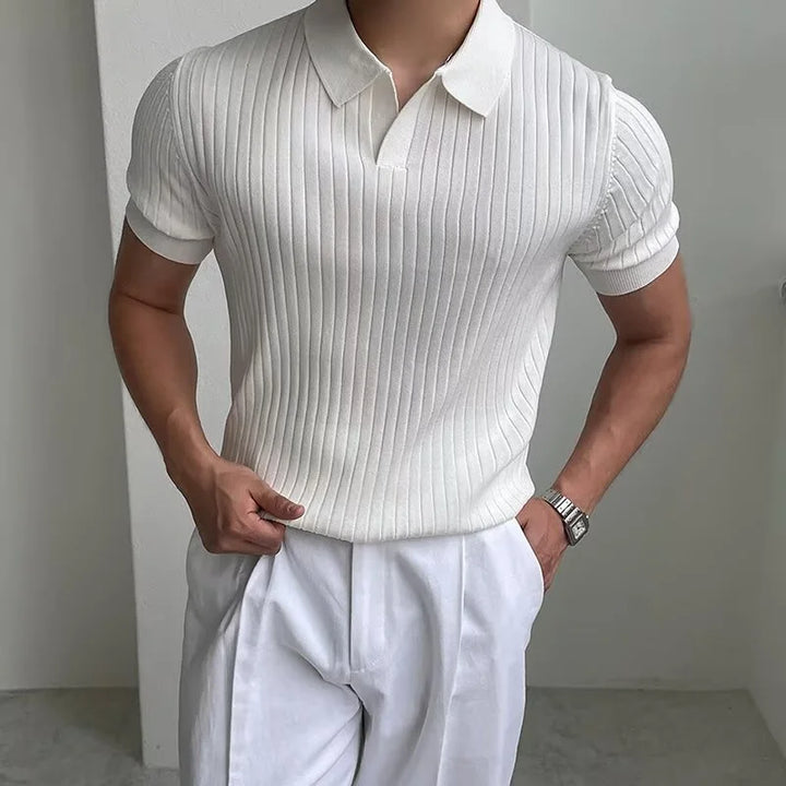 Men's Breathable Knit Polo Shirt – Short Sleeve