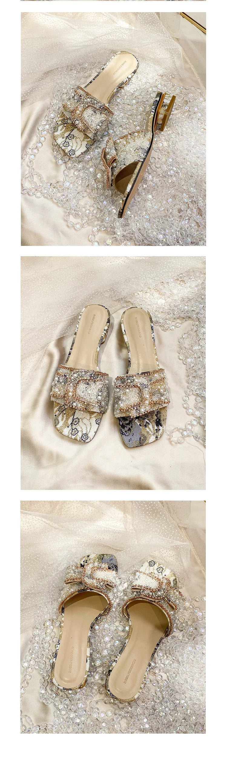 Women's Rhinestone Flat Sandals – Summer Slip-On