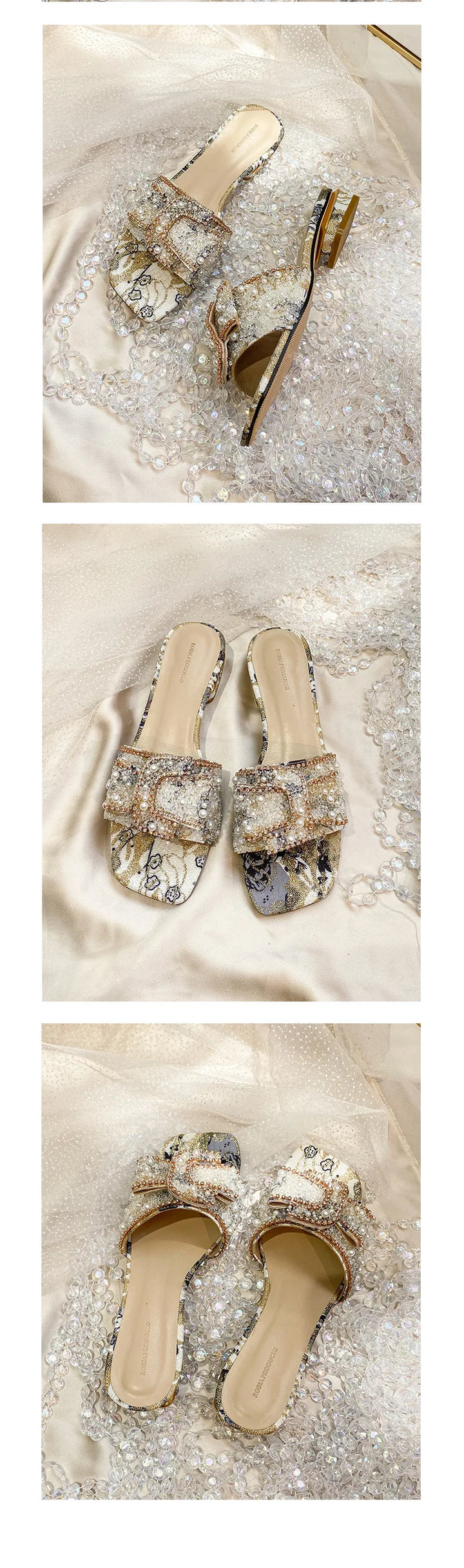 Women's Rhinestone Flat Sandals – Summer Slip-On