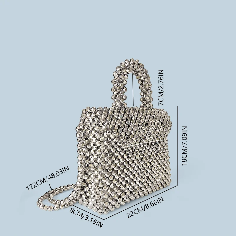 Handmade Silver Woven Bead Dinner Bag