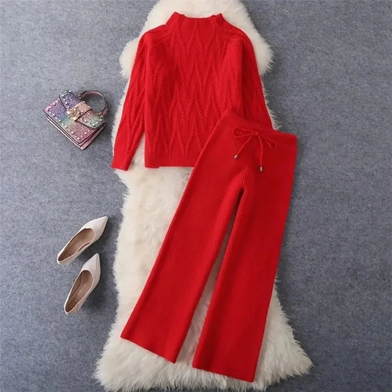 Women's Knit Turtleneck Two-Piece Set