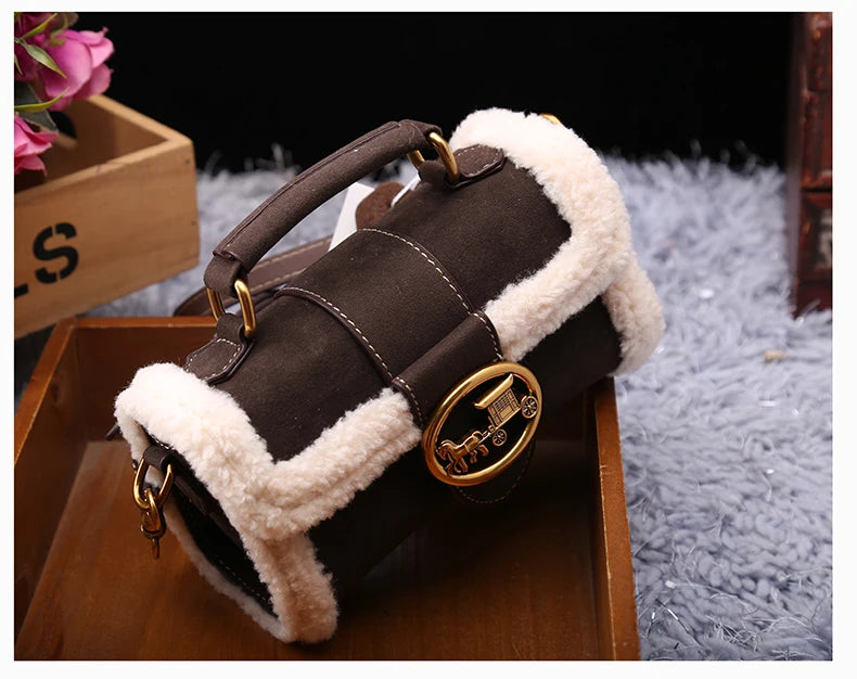 Designer Plush Small Square Crossbody Handbag