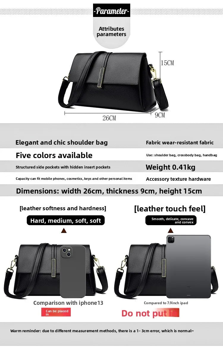 Women's Soft Real Leather Horizontal Crossbody Bag
