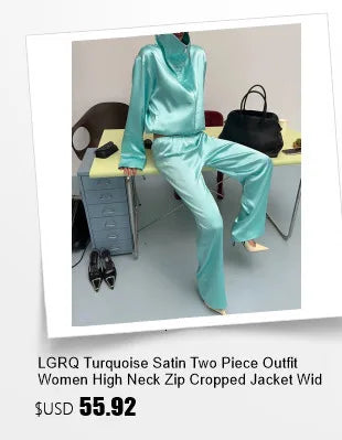 LGRQ Women's 3-Piece Set: Strapless Vest, Long Cardigan and Wide-Leg Pants