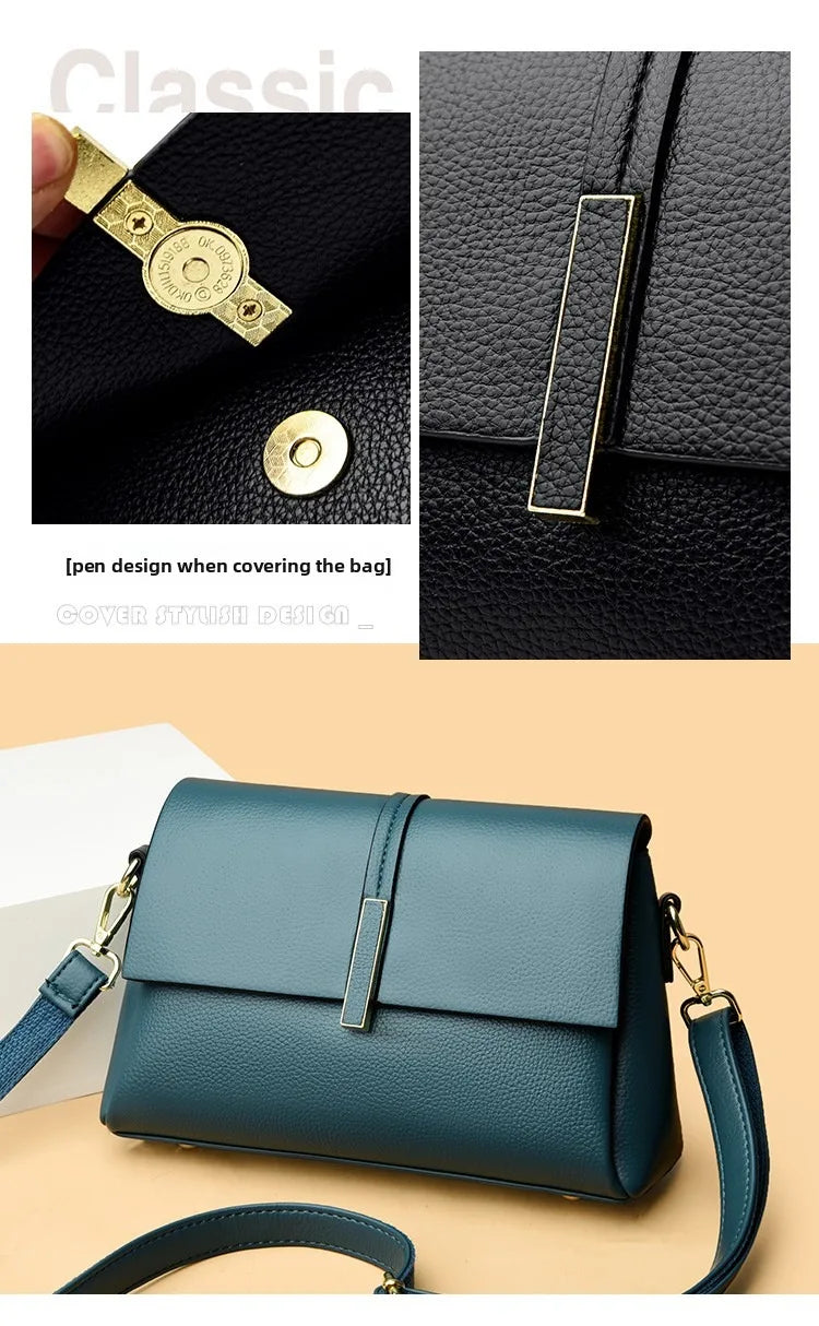 Women's Soft Real Leather Horizontal Crossbody Bag