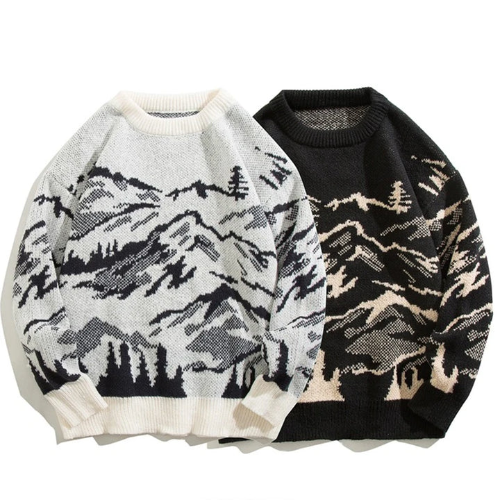 Men's Two-Tone Knit Crewneck Sweater