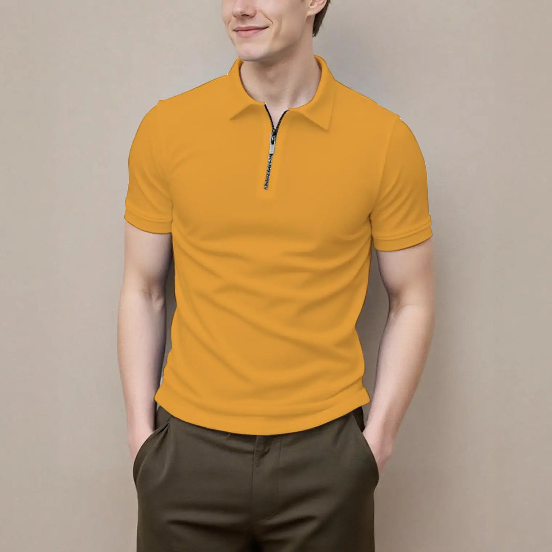 Men's Zip-Front Short-Sleeve Polo Shirt