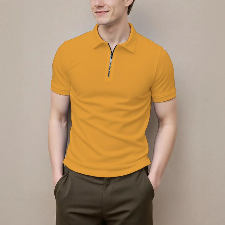 Men's Zip-Front Short-Sleeve Polo Shirt