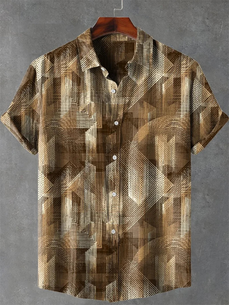 Men's Linen-Blend Short-Sleeve Casual Shirt