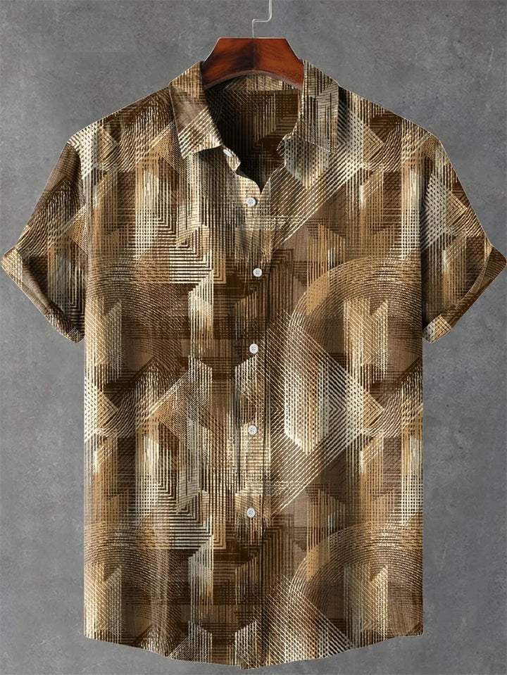 Men's Linen-Blend Short-Sleeve Casual Shirt