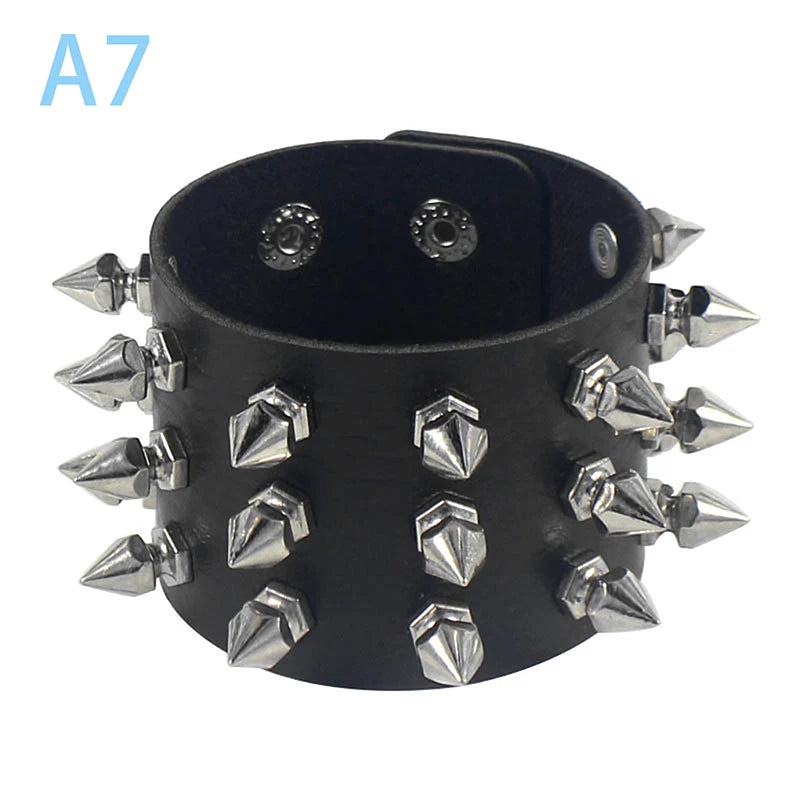 Punk Spike PU Leather Bracelet