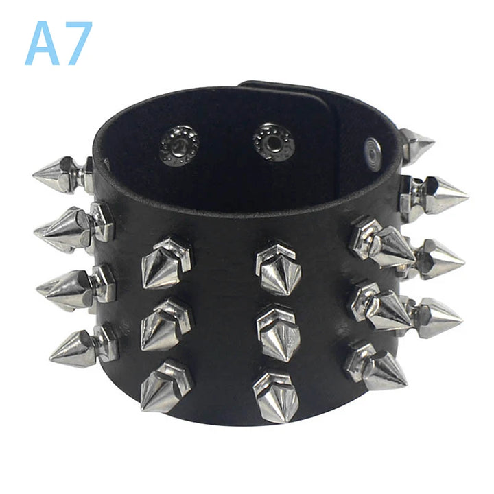 Punk Spike PU Leather Bracelet