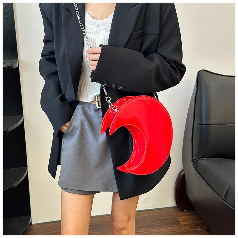 Women's Semi-Circular Crescent Shoulder and Crossbody Handbag