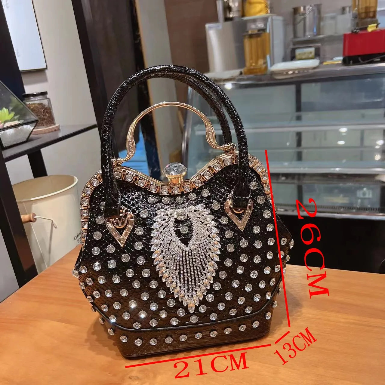 Luxury Diamond Leather Crossbody Bucket Bag
