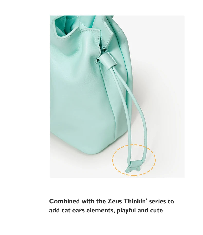 BAFELLI Leather Bucket Handbag and Shoulder Bag