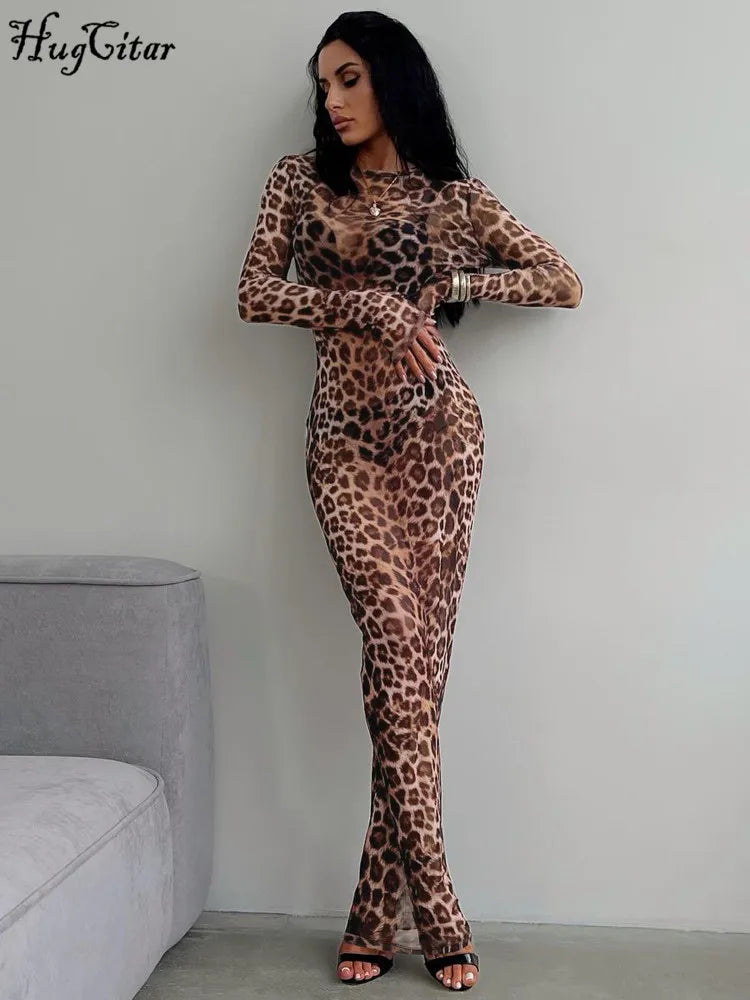 Women's Sheer Long-Sleeve Maxi Dress – Statement Evening Style