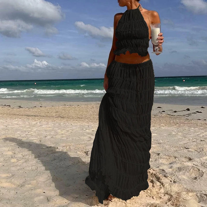 Women's Boho Backless Two-Piece Set