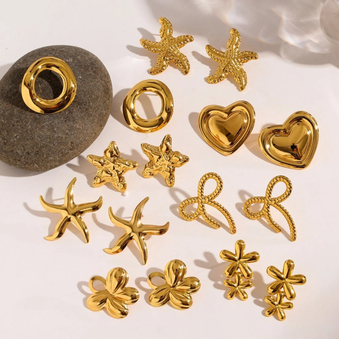 Gold-Plated Geometric Stud Earrings