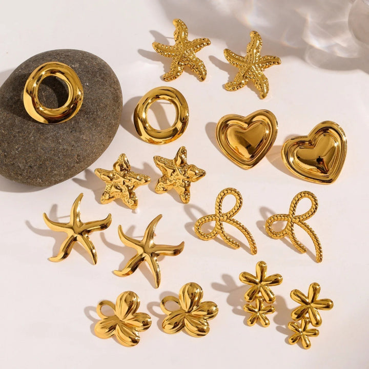 Gold-Plated Geometric Stud Earrings
