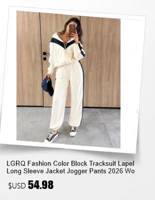 LGRQ Women's 3-Piece Set: Strapless Vest, Long Cardigan and Wide-Leg Pants