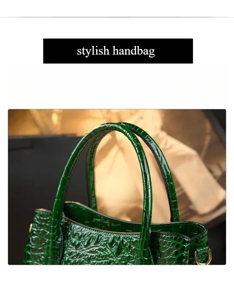 Crocodile Pattern Large Capacity Handheld Shoulder Bag