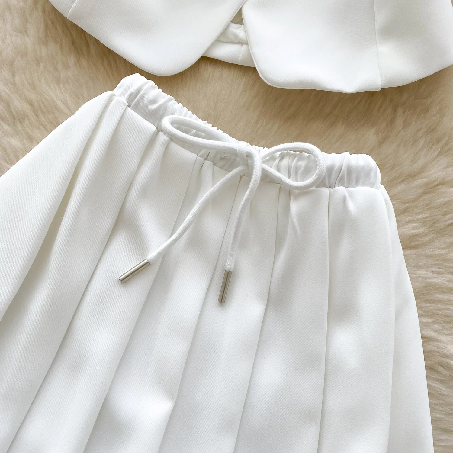 SINGREINY Women's Two-Piece Single Breasted Blouse and Pleated Mini Skirt Set