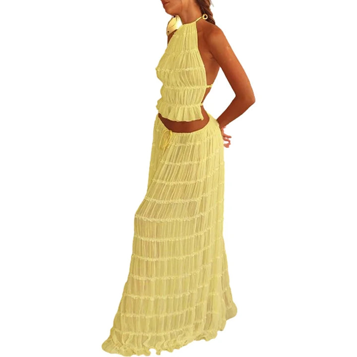 Women's Boho Backless Two-Piece Set