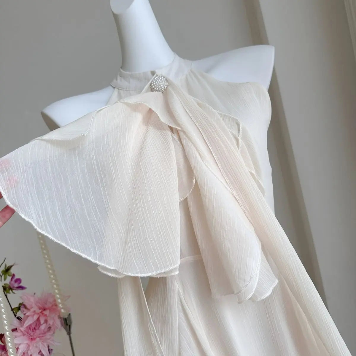 2025 New French Style Halter Neck Sleeveless Women Dress Sexy Spaghetti Strap Irregular Hem Rhinestone Mini Summer Party Dresse