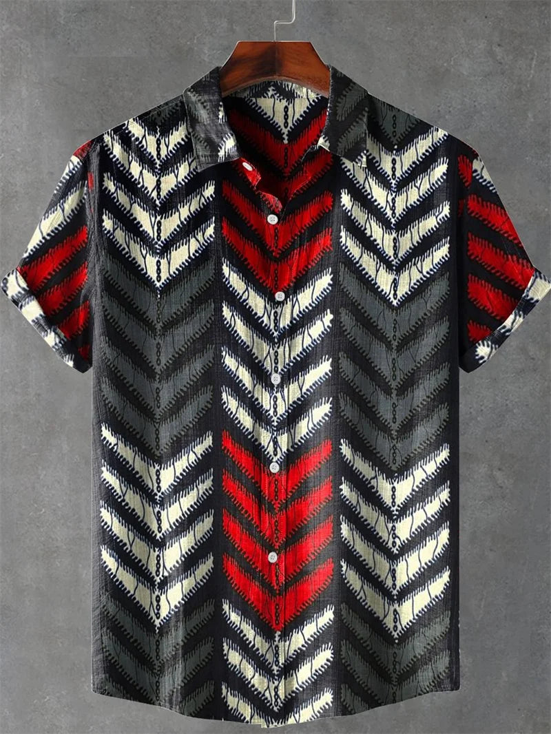 Men's Linen-Blend Short-Sleeve Casual Shirt