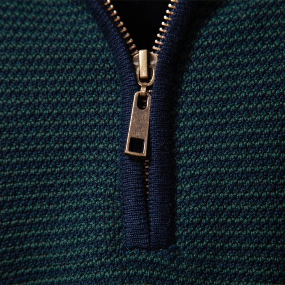 Men's Striped Mock-Neck Knit Sweater