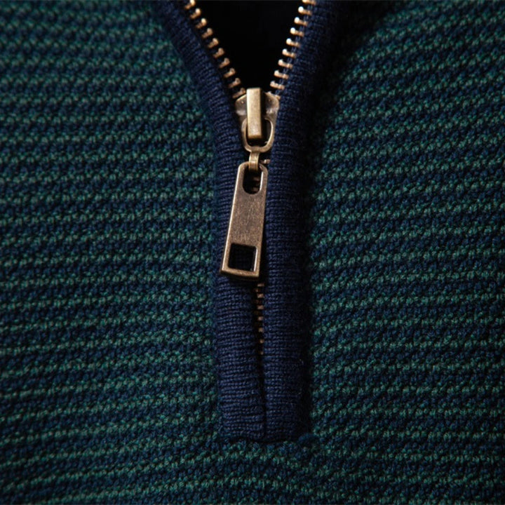 Men's Striped Mock-Neck Knit Sweater