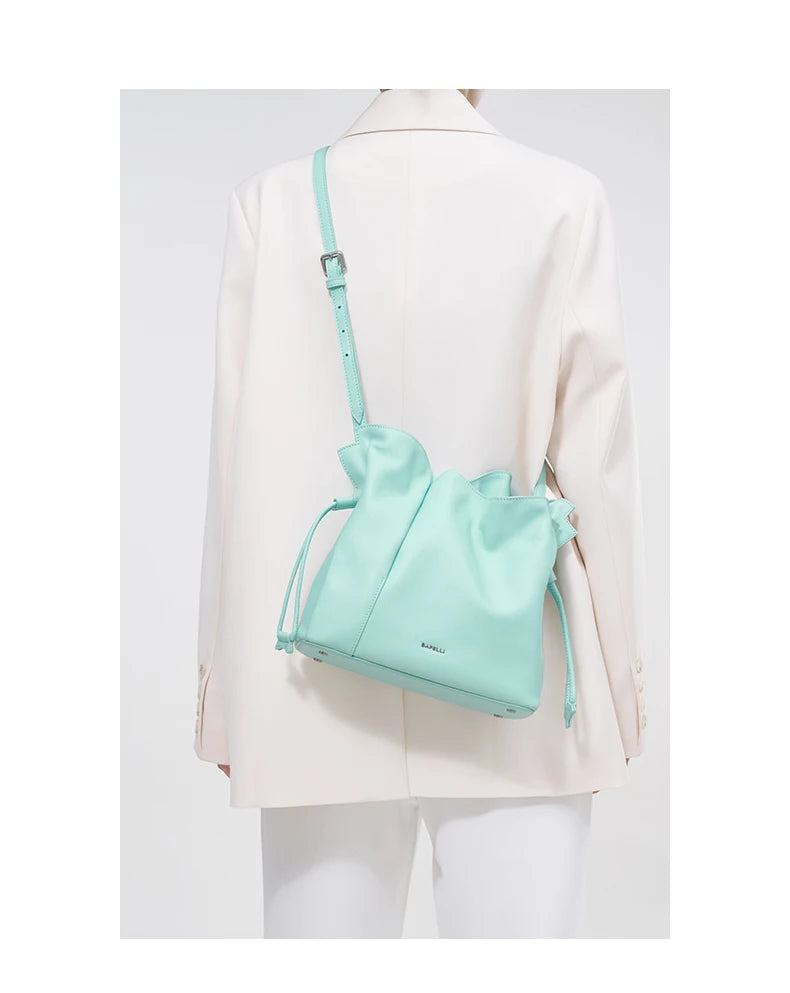 BAFELLI Leather Bucket Handbag and Shoulder Bag