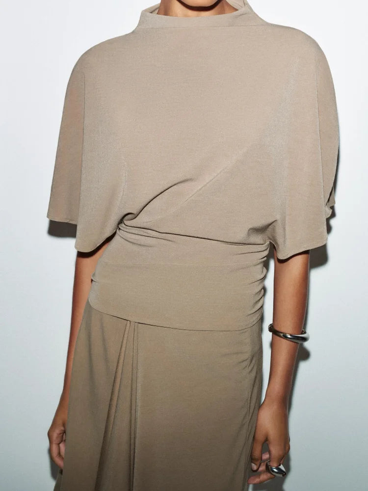 Women's Pleated-Hem Two-Piece Set – Top & Skirt