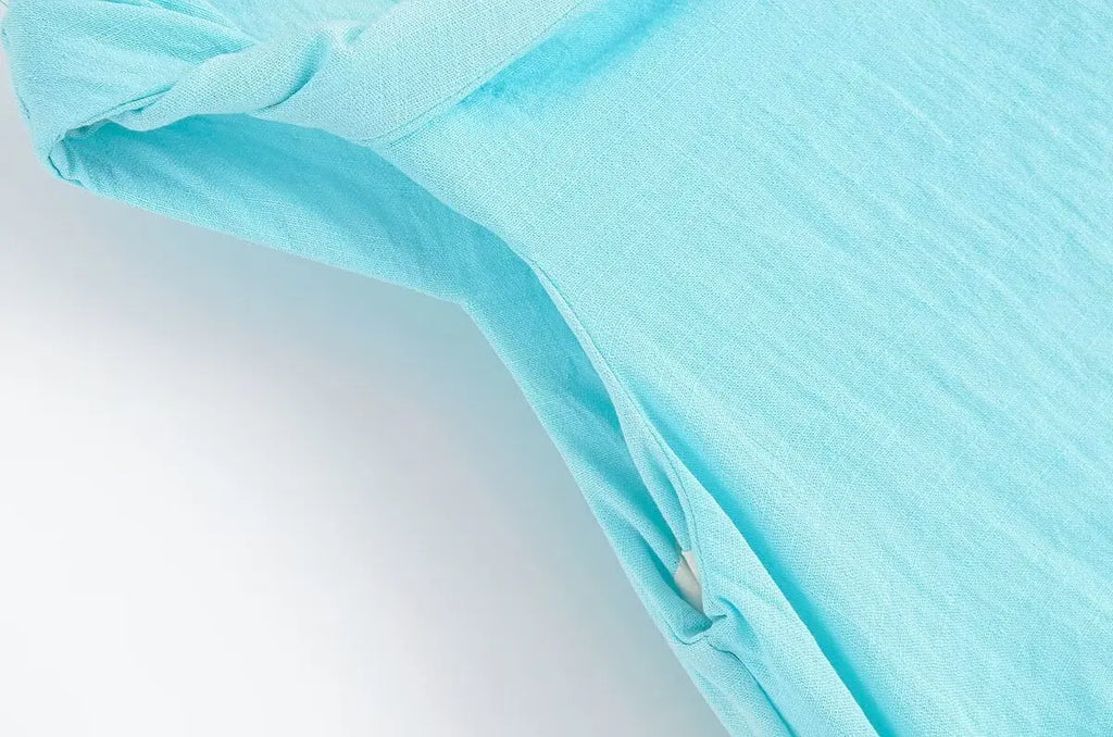 KONDALA Light Blue One-Shoulder Pleated Asymmetric Dress