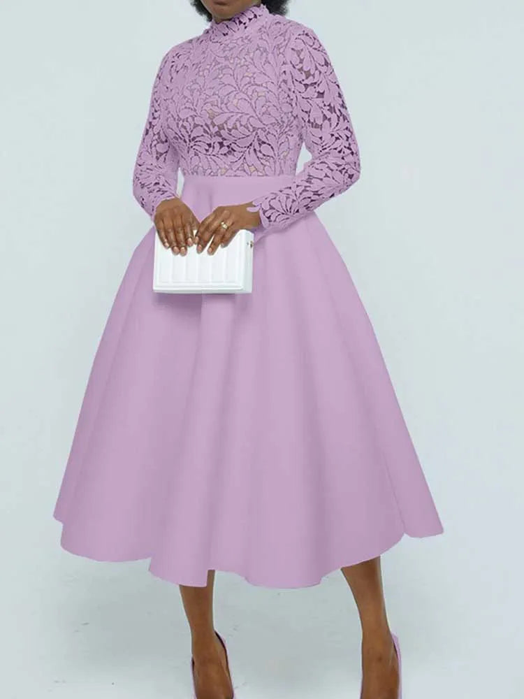 Women's Lace Midi Dress – Elegant Occasion Style