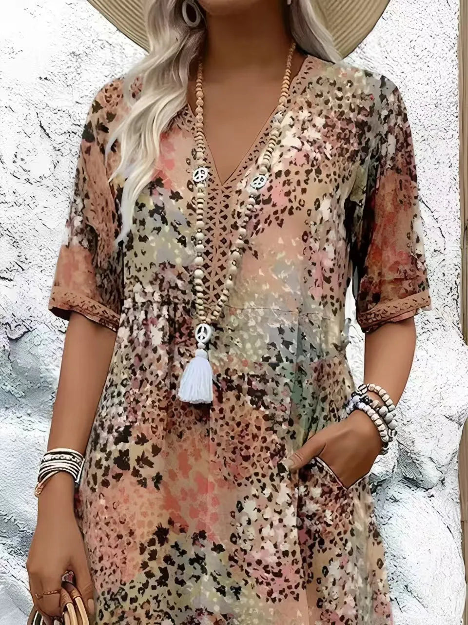 Women's Casual Printed A-Line Midi Dress