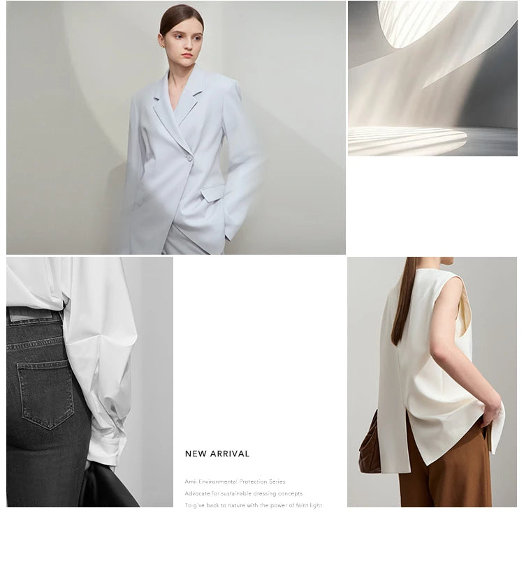 Amii Minimalist Sleeveless O-Neck Slim Midi Dress
