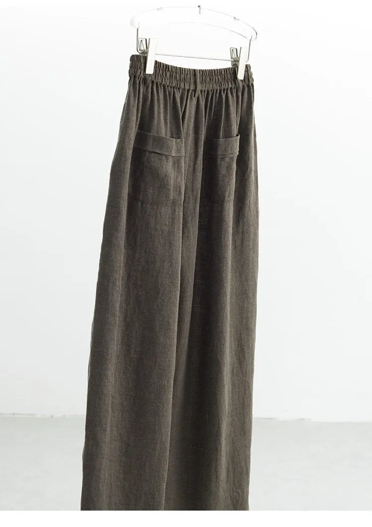 Women's Plus Size Loose Ramie Linen Elastic Waist Casual Pants