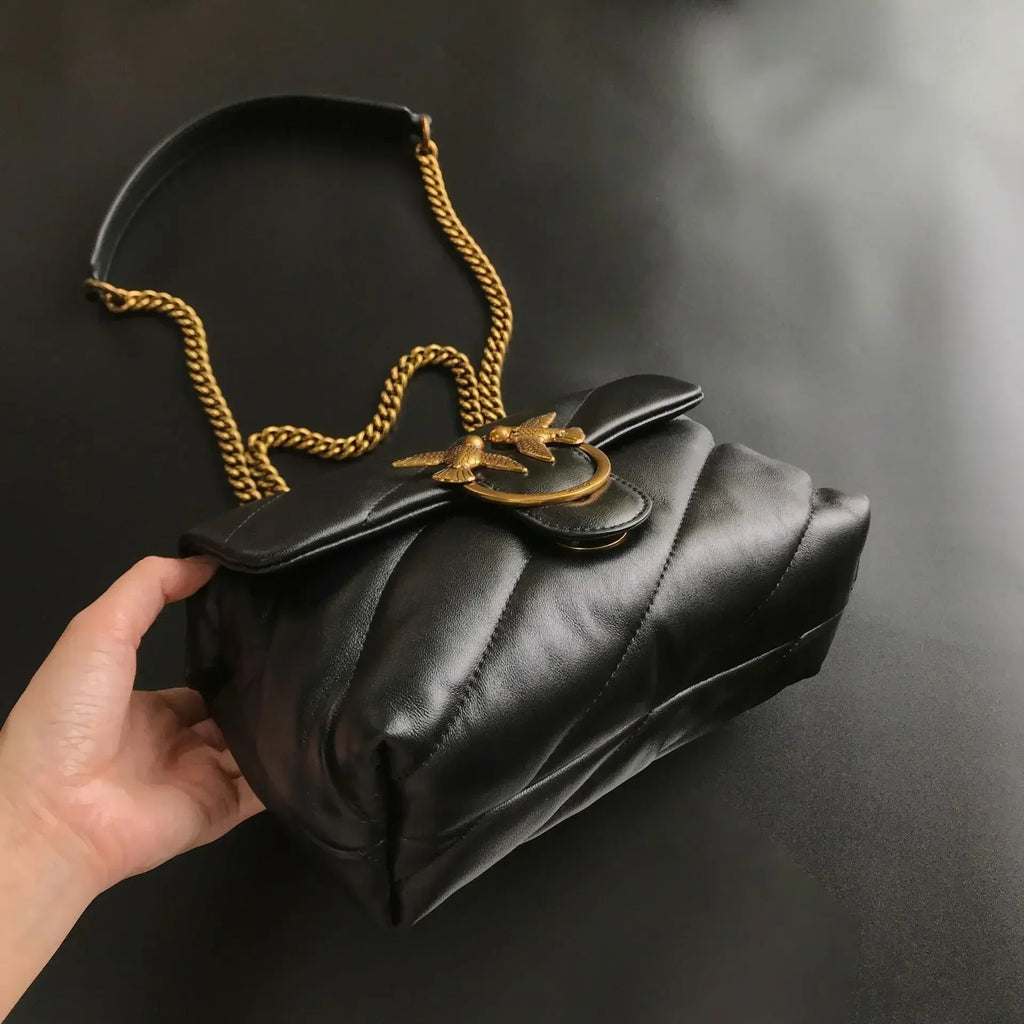 Genuine Leather Swallow Chain Crossbody Bag